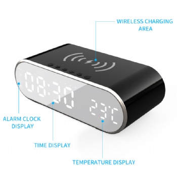 Amazon Hotselling 15W Clock Wireless Charging With Alarm Clock & Temperature Display Mobile Phone Wireless Charging