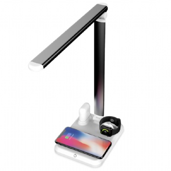 QI Wireless Charger LED Desk Lamp USB Charging Dimmable Eye-friendly Table Lamp with Charging station for iphone/Iwatch/Airpods