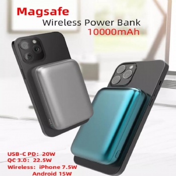 Portable 3 in 1 Magnetic Wireless Safe Charger Power Bank 10000mAh FW33 TYPE-C/USB External Battery Fast Charging for iPhone Android